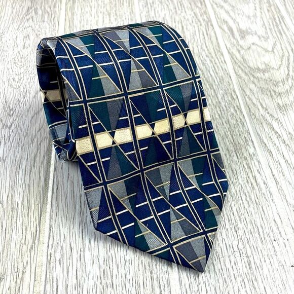 L'Homme Men's Silk Geometric necktie - Picture 1 of 3